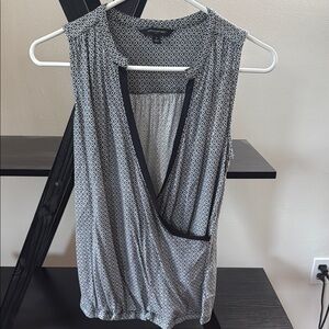 Banana Republic Silver Sleeveless Wrap Blouse